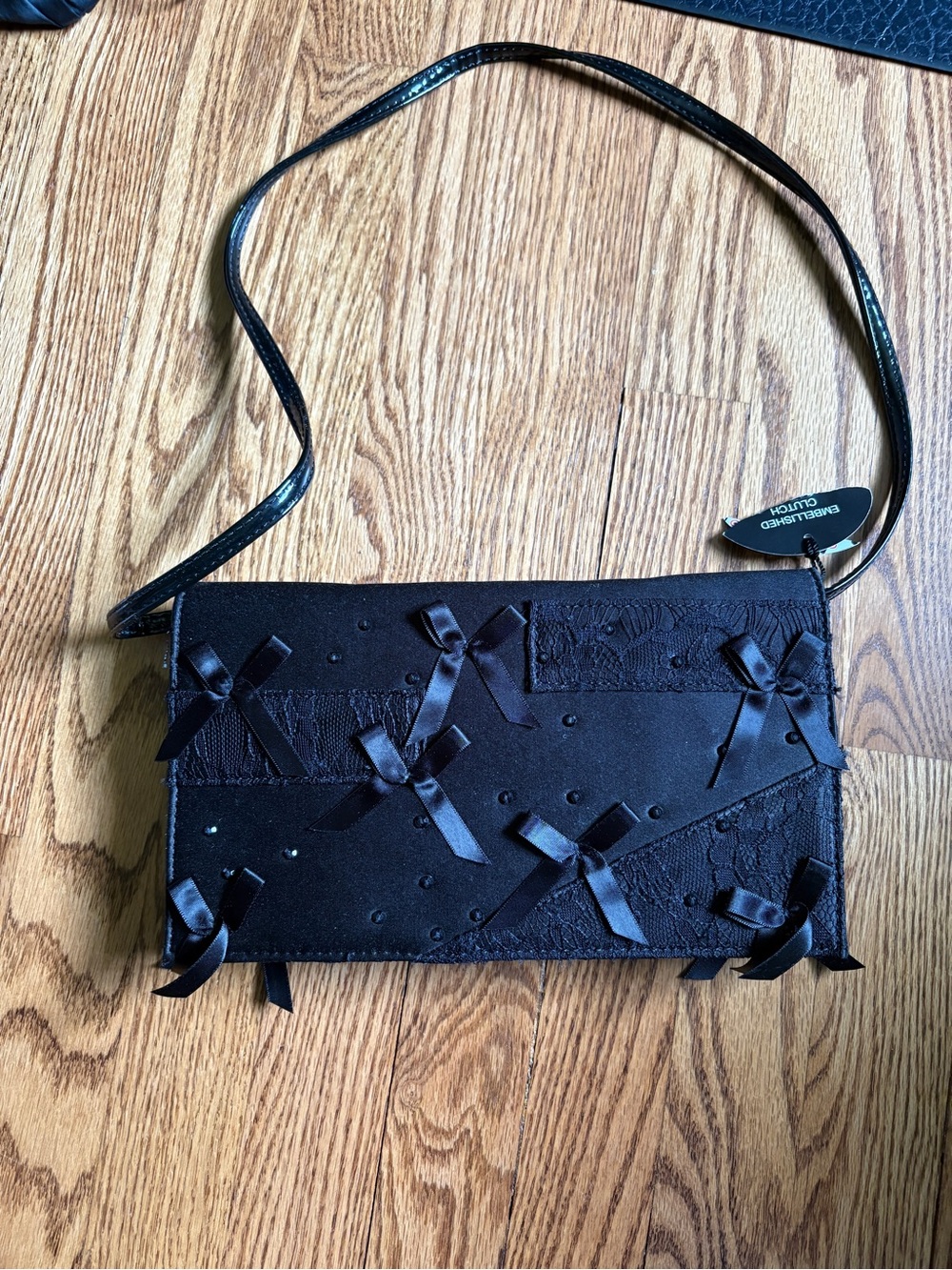 NWOT Prabal Gurung black bows and lace handbag